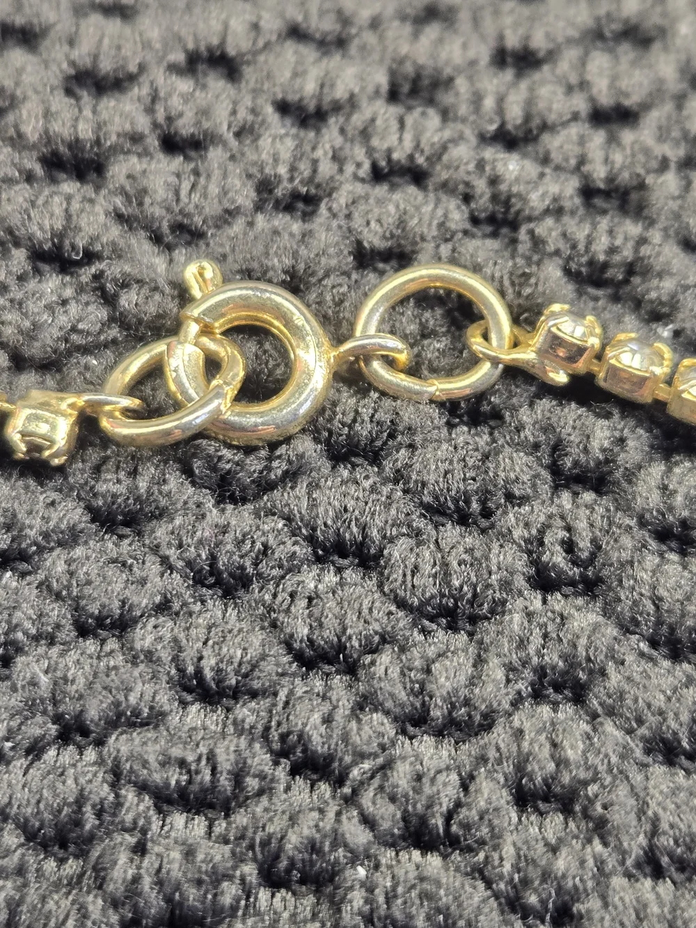 Dainty Clear Rhinestone Tennis Bracelet Gold Tone